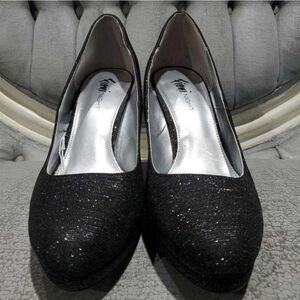 BLACK SHINY FIONI HIGH HEEL PUMP SHOES